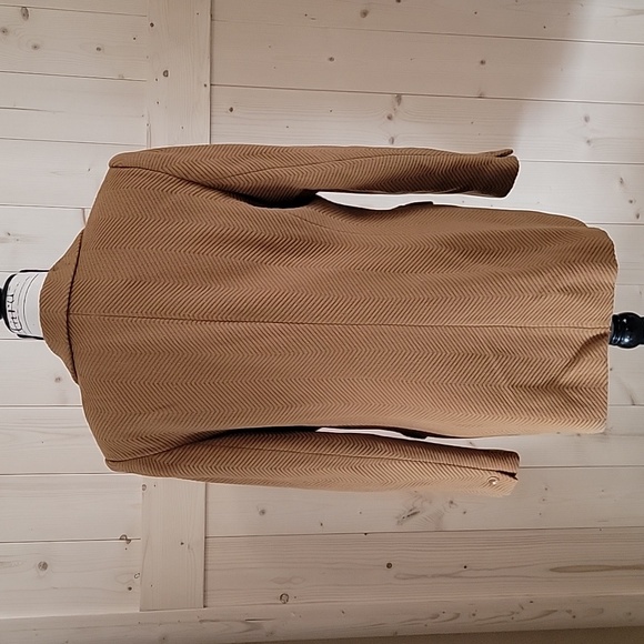 Jones New York Vintage Wool Blazer Textured Chevron Pattern Brown Size 14 - Picture 4 of 6